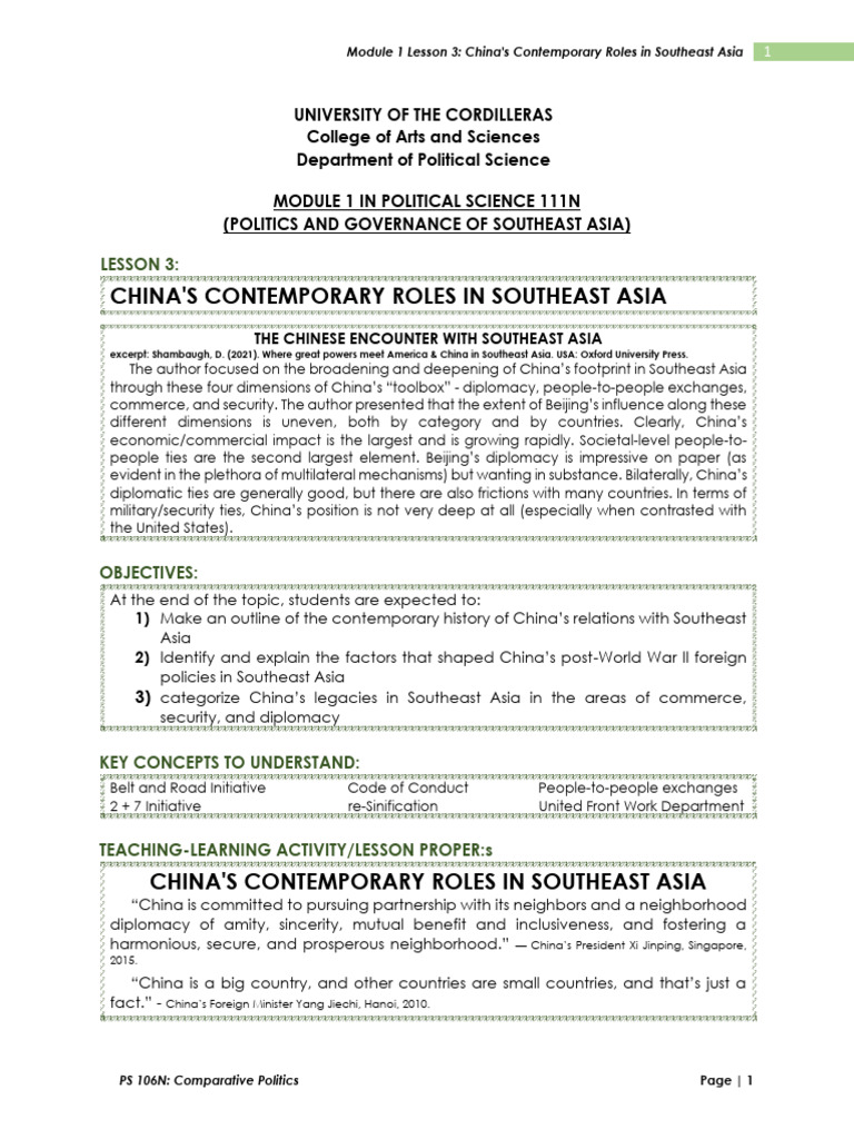 China's Influence in Southeast Asia | PDF | China | World Politics