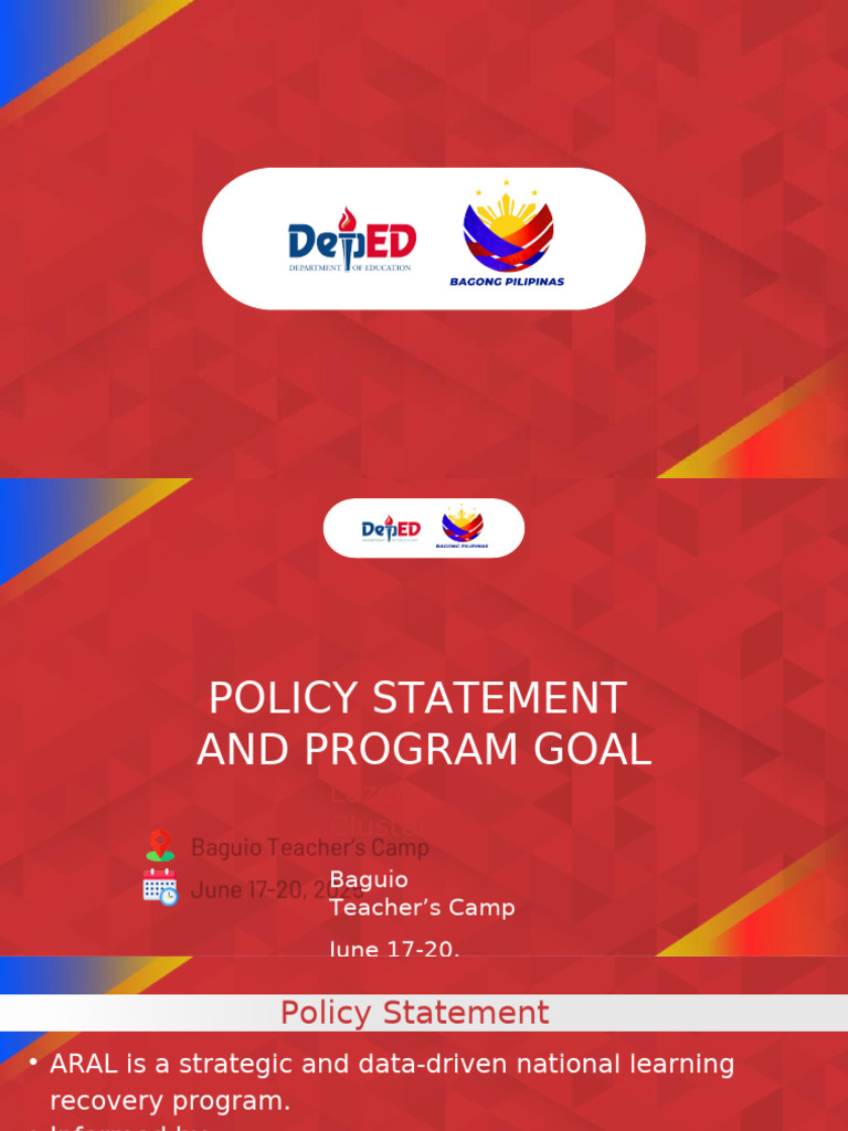 SESSION 2 Policy Statement and Program Goal | PDF | Learning Methods ...
