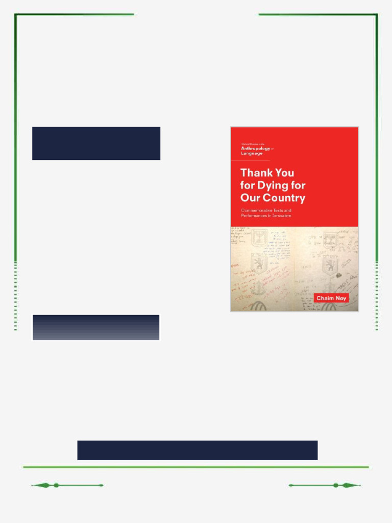 Thank You for Dying for Our Country Commemorative Texts and ...