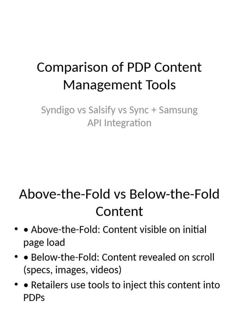 PDP Content Tools Comparison Presentation | PDF