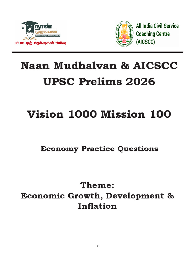 Economy Theme 1_Questions 2026 | PDF | Inflation | Gross Domestic Product
