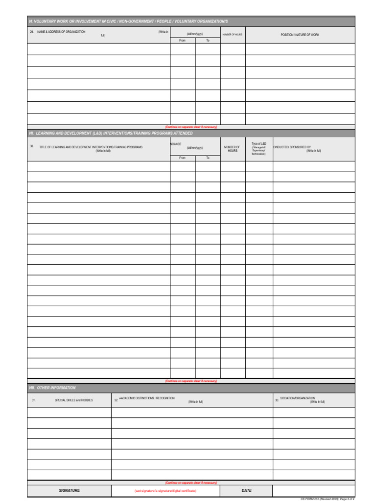 Voluntary Work and Training Record Form | PDF