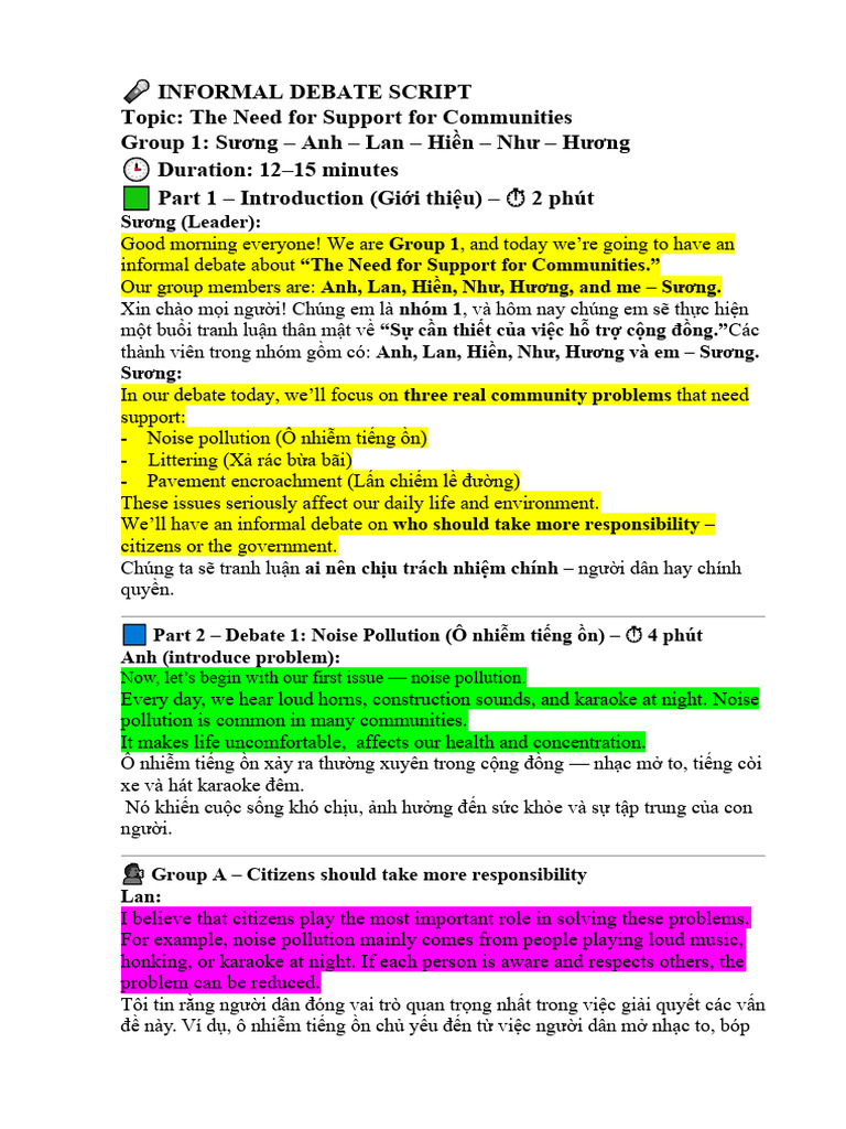 ? Informal Debate Script | PDF