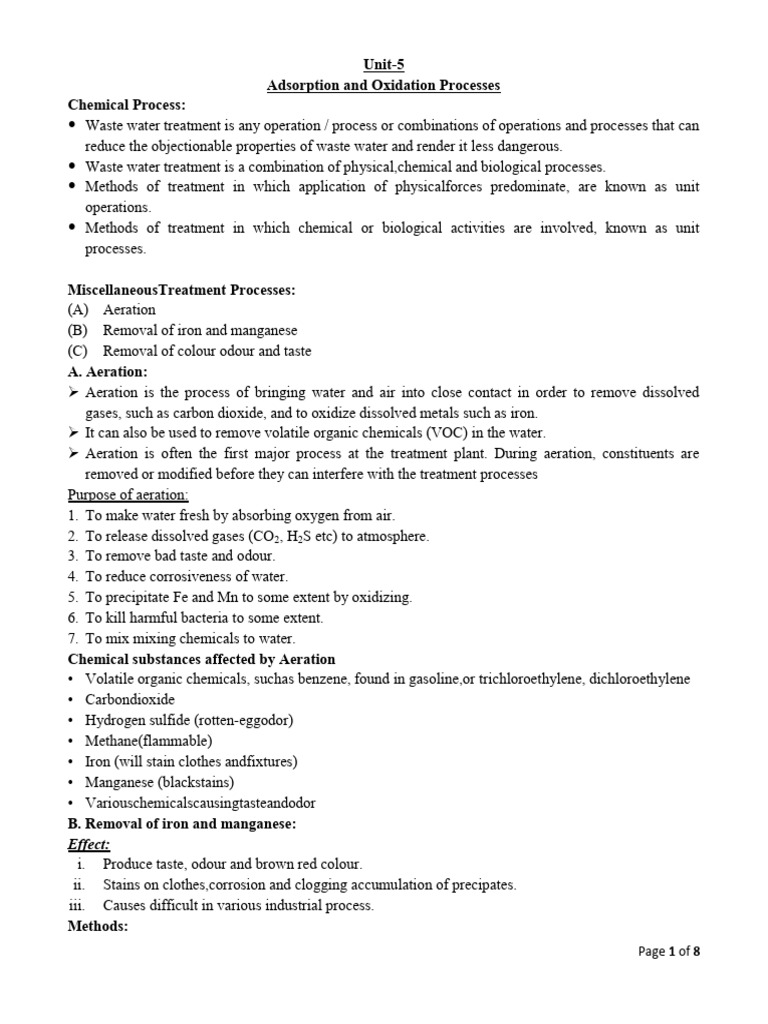 WWT Unit-5 Notes | PDF | Ozone | Water Purification
