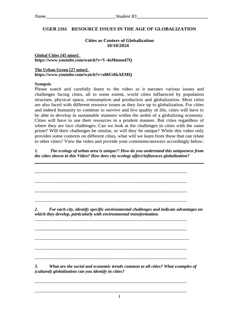 Globalization Challenges in Urban Areas | PDF | City | Globalization