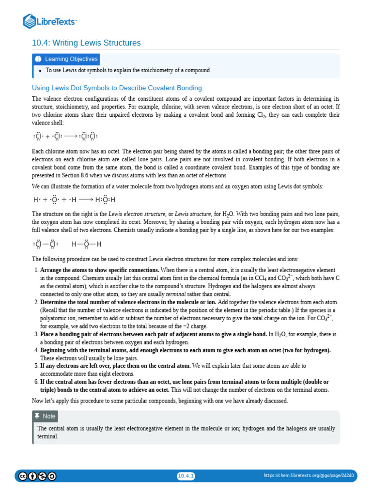 Writing Lewis Structures Guide | PDF | Chemical Bond | Valence (Chemistry)