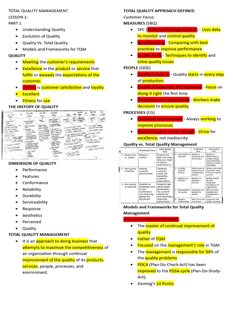 TQM | PDF | Quality (Business) | Leadership