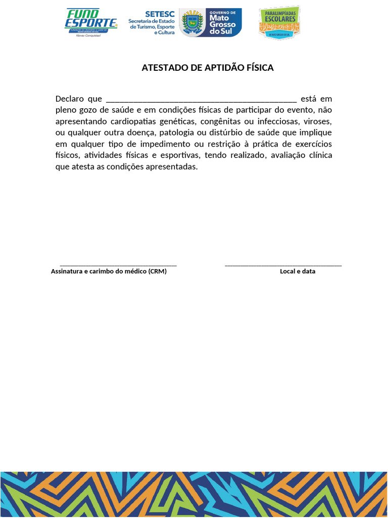Atestado de Aptidão Física para Eventos | PDF