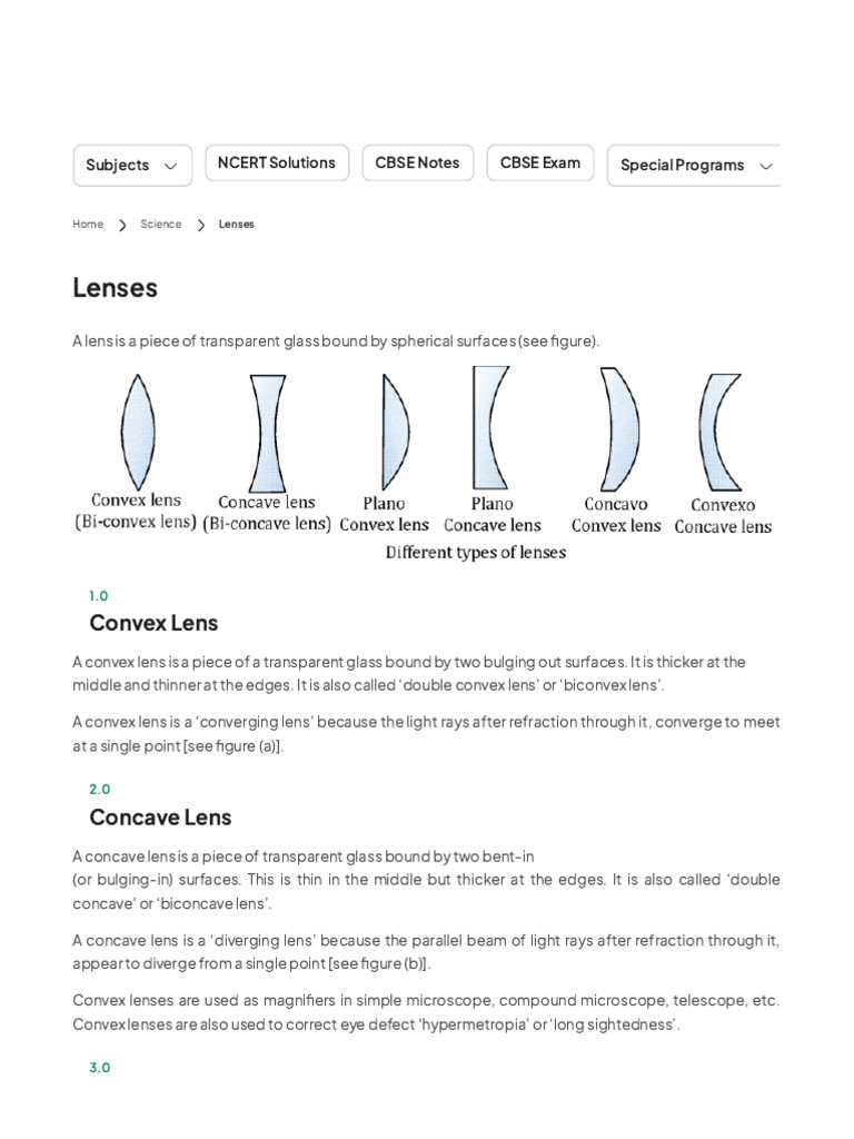 Lenses _ Types, Rules and Applications Explained | PDF | Optics | Glass ...