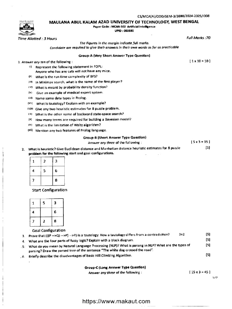 Mca 3 Sem Artificial Intelligence Mcan 302 2025 | PDF