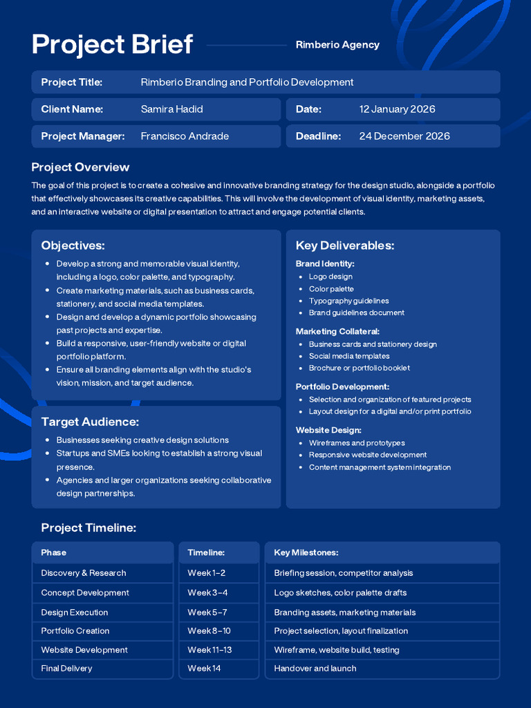 Blue and White Professional Project Brief Document | PDF | Web ...