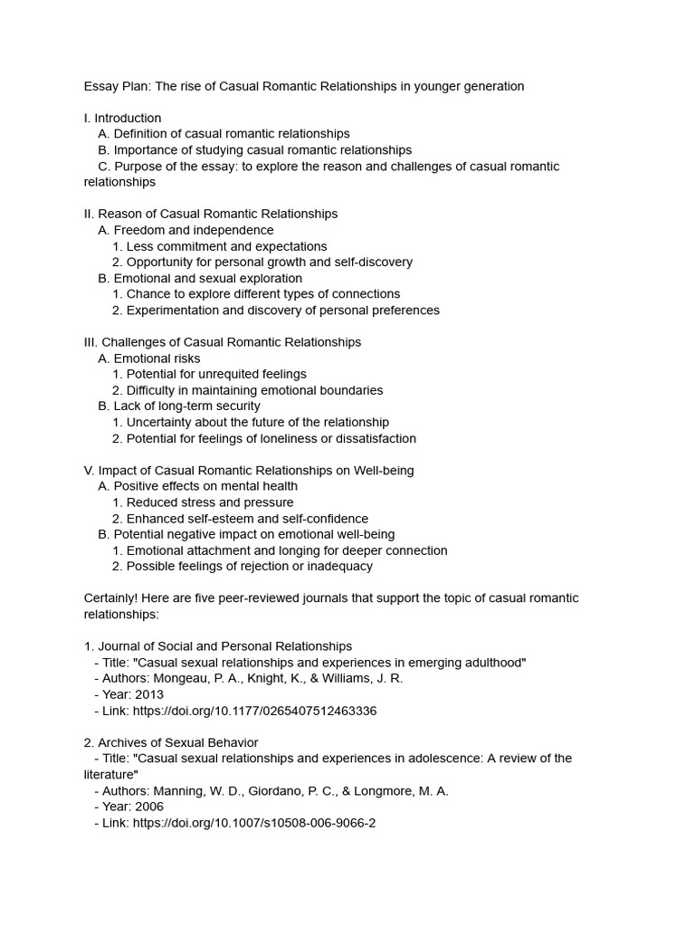 Casual Romantic Relationships in Youth | PDF | Romance (Love) | Adolescence
