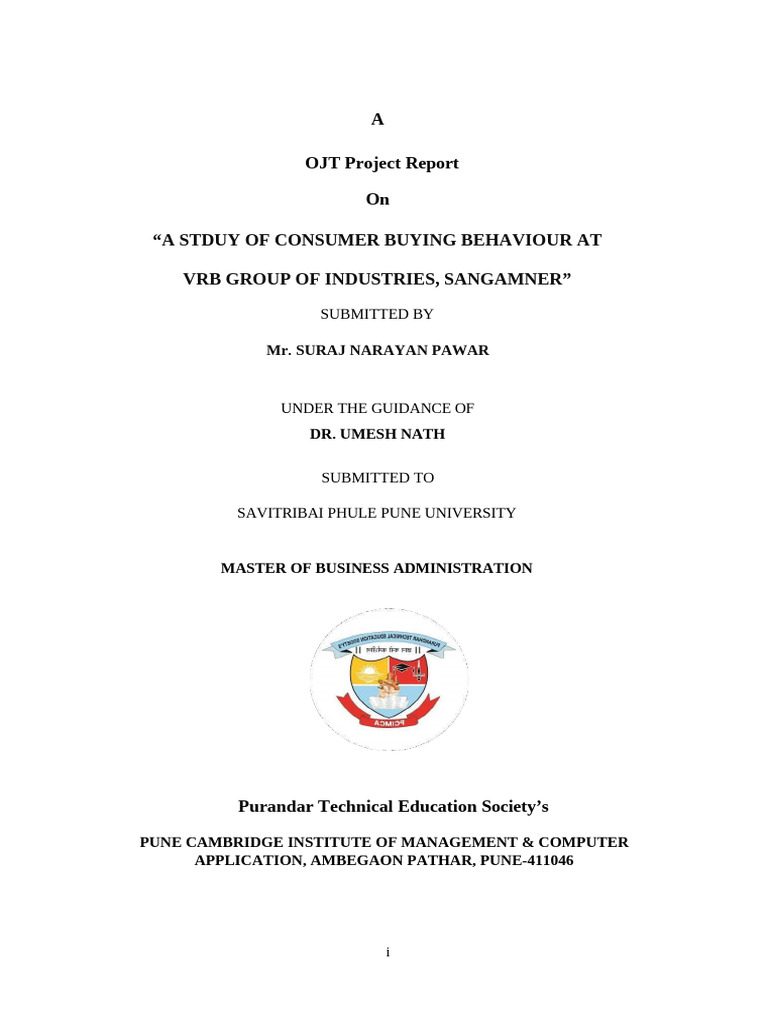 OJT Project Suraj Pawar (2)_1 (1) | PDF | Consumer Behaviour | Behavior