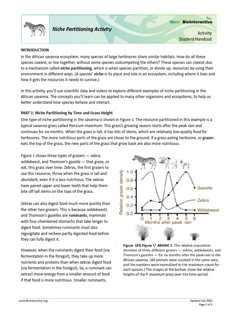 Niche Partitioning in African Savanna Ecosystem | PDF | Biology ...