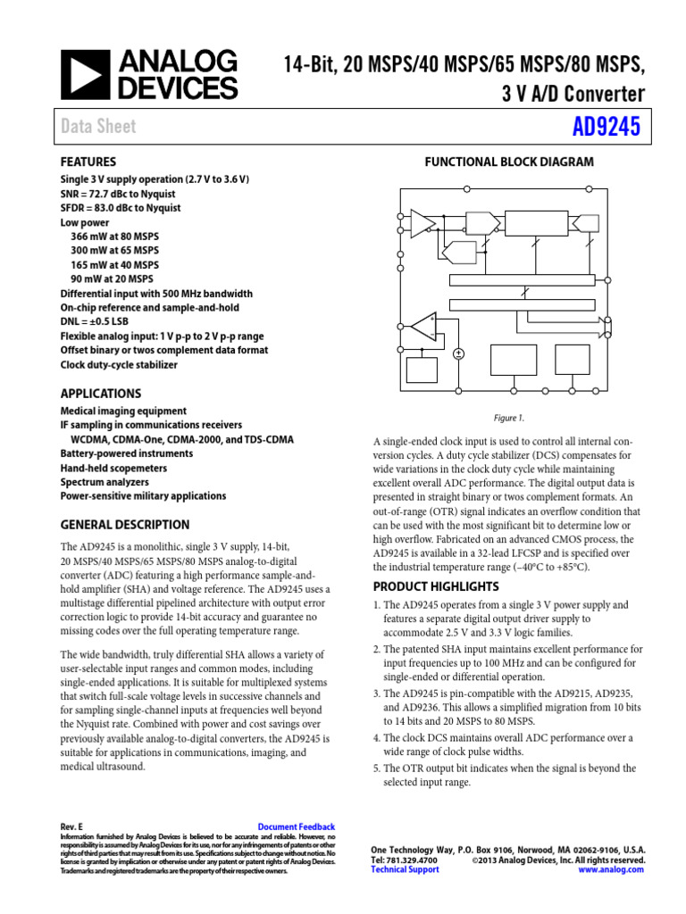 AD9245 | PDF | Analog To Digital Converter | Electrostatic Discharge