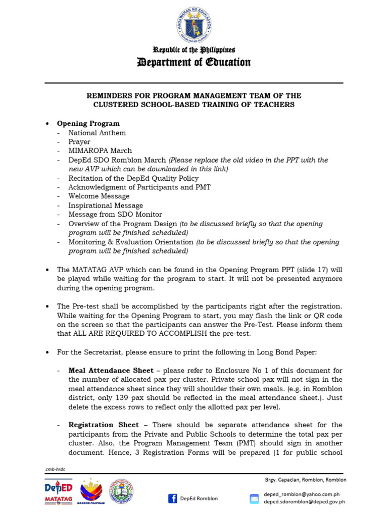 Reminders SBTT | PDF