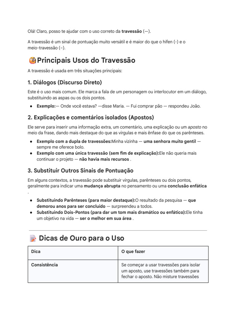 Como Usar a Travessão Corretamente | PDF | Texto