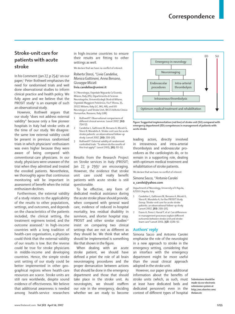Stroke Unit Care for Acute Stroke Patients | PDF | Stroke | Neurology
