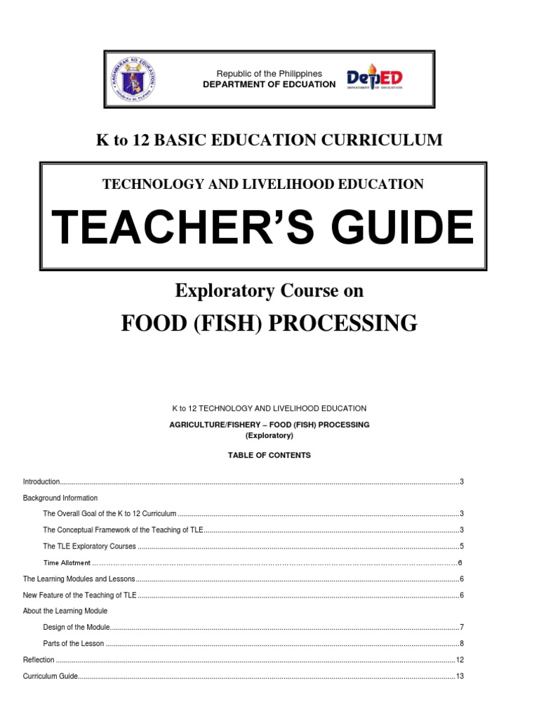 k to 12 Food (Fish) Processing Curriculum Hygiene