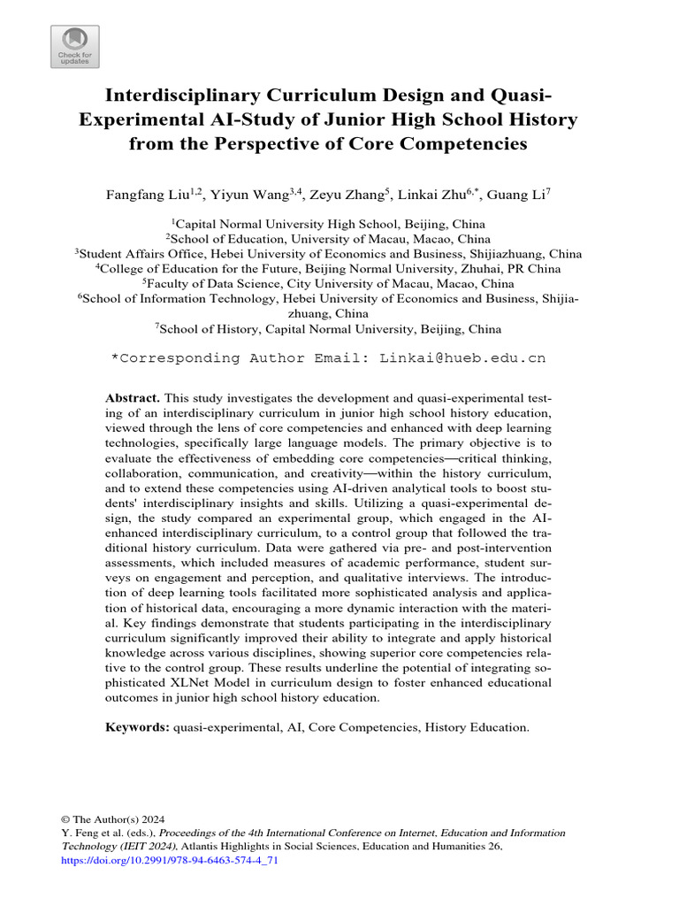 2024 Liu - Interdisciplinary Curriculum Design and Quasi-Experimental ...