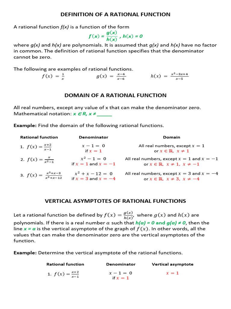 2 RATIONAL FUNCTIONS 2 | PDF | Function (Mathematics) | Asymptote