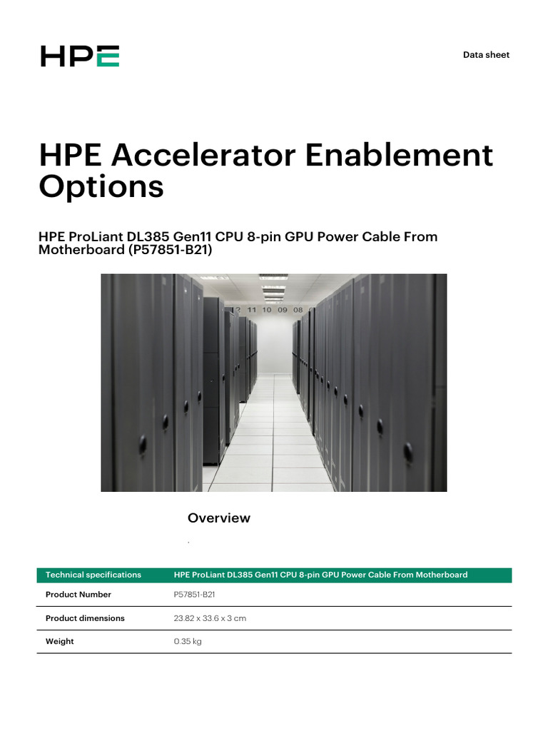 HPE ProLiant DL385 Gen11 GPU Power Cable | PDF | Computer Engineering ...