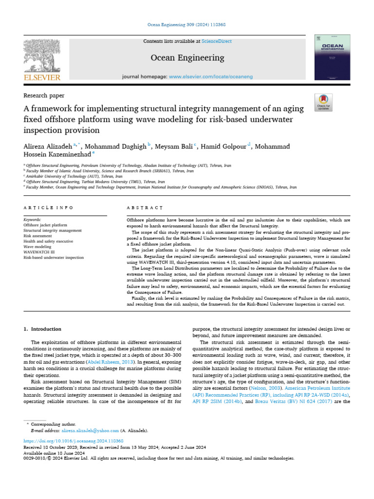 Offshore Platform Integrity Management Framework | PDF | Risk