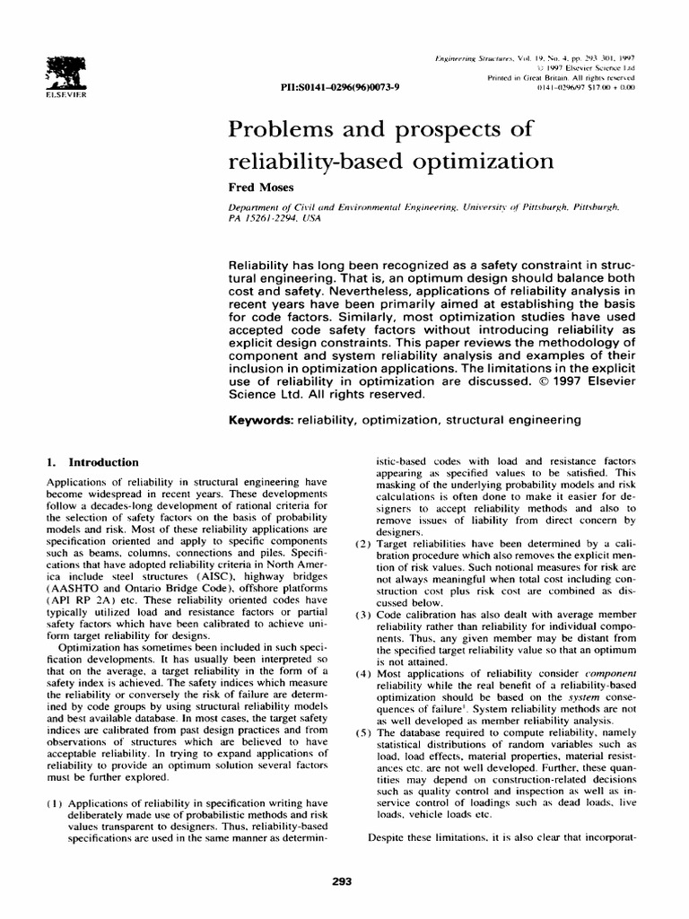 Moses - 1997 - Problems and Prospects of Reliability-based Optimization ...