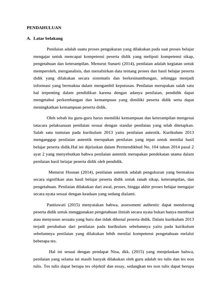 Penilaian Autentik dalam Pendidikan | PDF