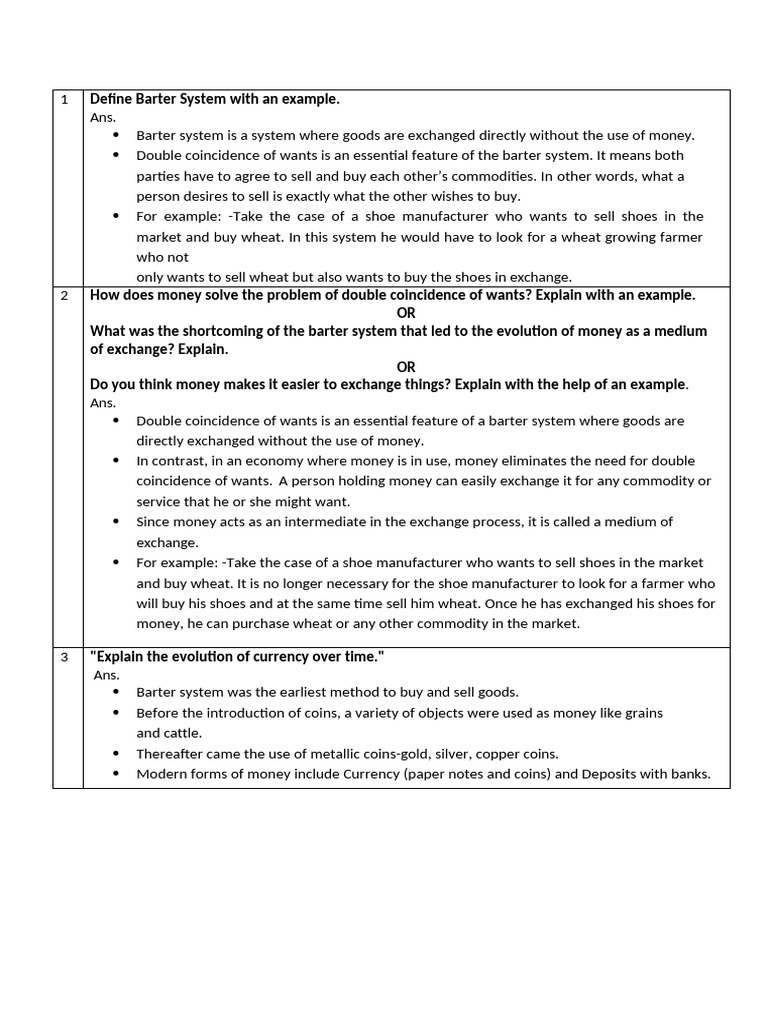 Understanding the Barter System and Money | PDF | Loans | Finance ...