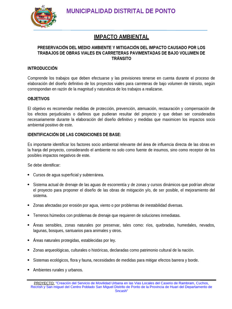 Mitigación Ambiental en Proyectos Viales | PDF | Entorno natural | Residuos