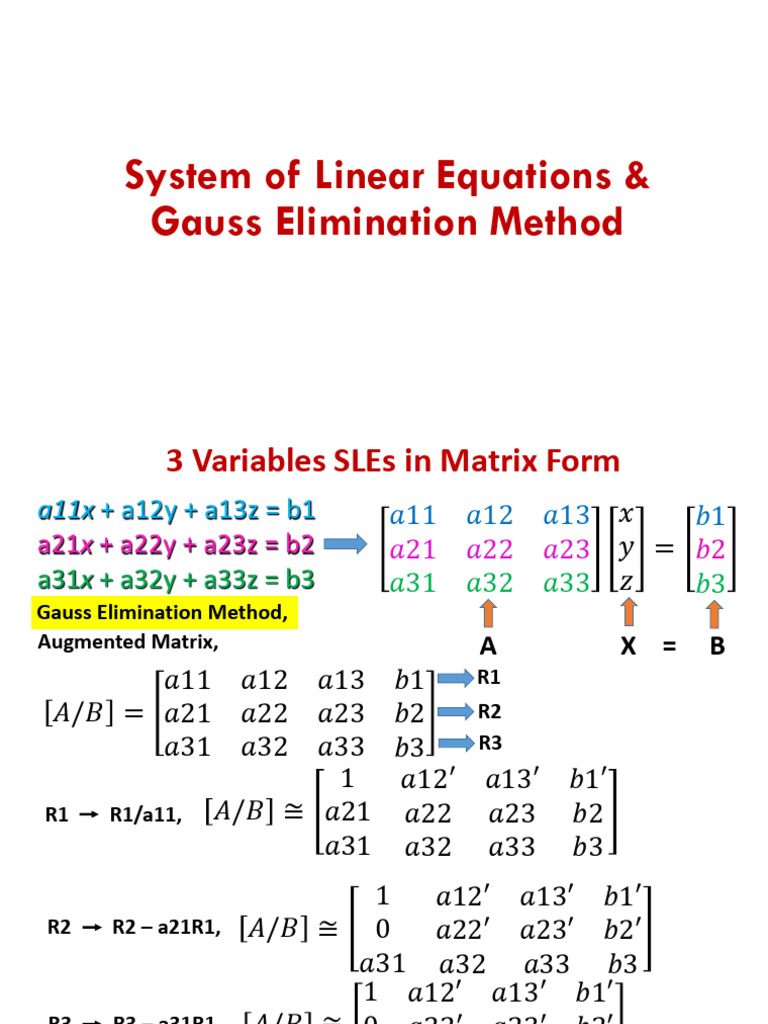 Gauss Elimination for 3-variable SLEs | PDF | Mathematical Objects ...