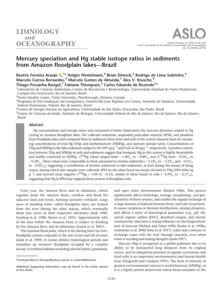 Araujo 等 - 2018 - Mercury Speciation and Hg Stable Isotope Ratios in ...