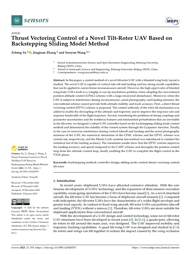 Thrust Vectoring Control for Tilt-Rotor UAV | PDF | Unmanned Aerial ...
