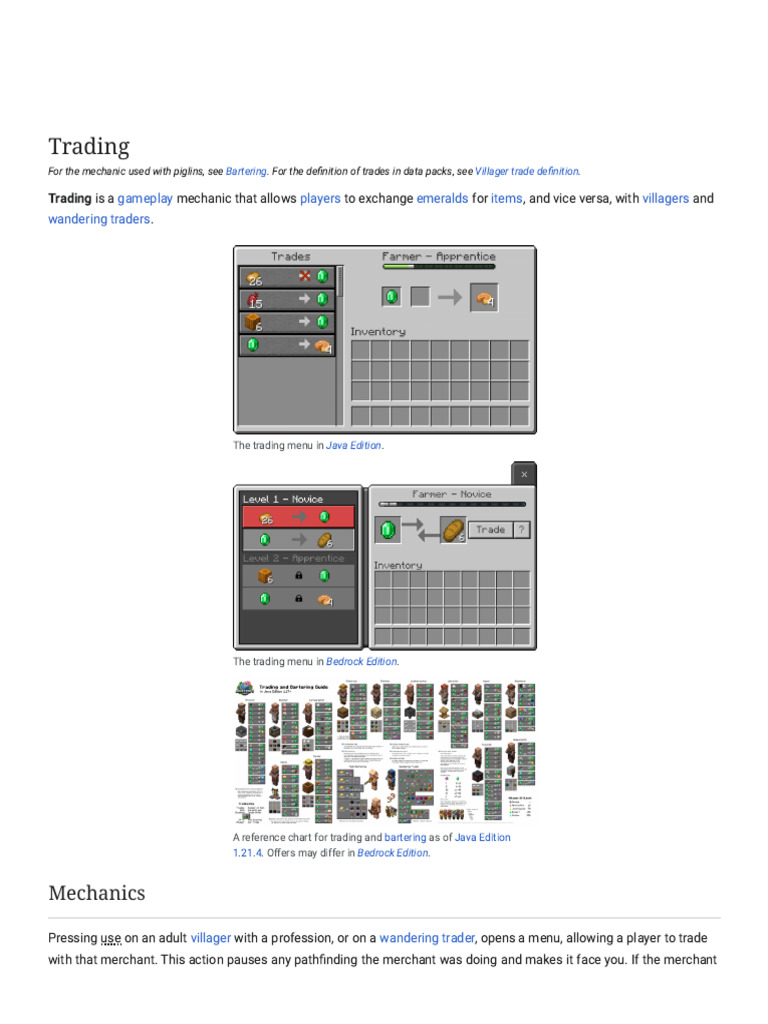 Trading – Minecraft Wiki | PDF | Minecraft | Demand