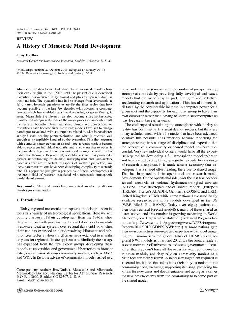 A History of Mesoscale Model Development | PDF | Numerical Weather ...
