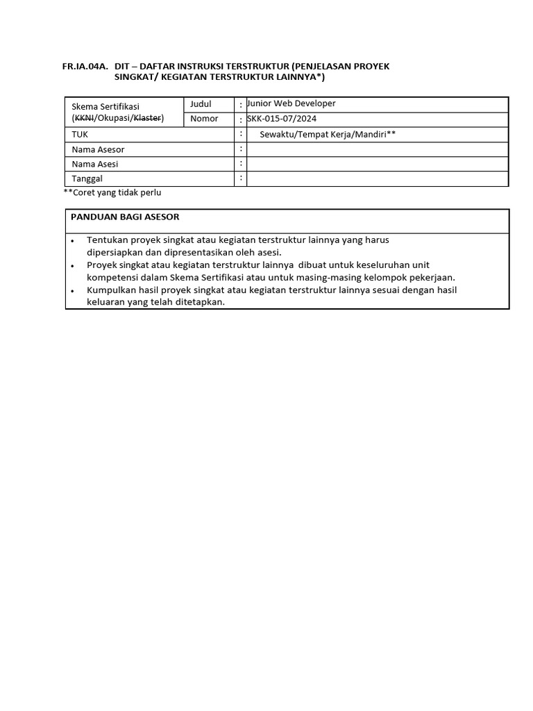 Panduan Proyek Junior Web Developer | PDF