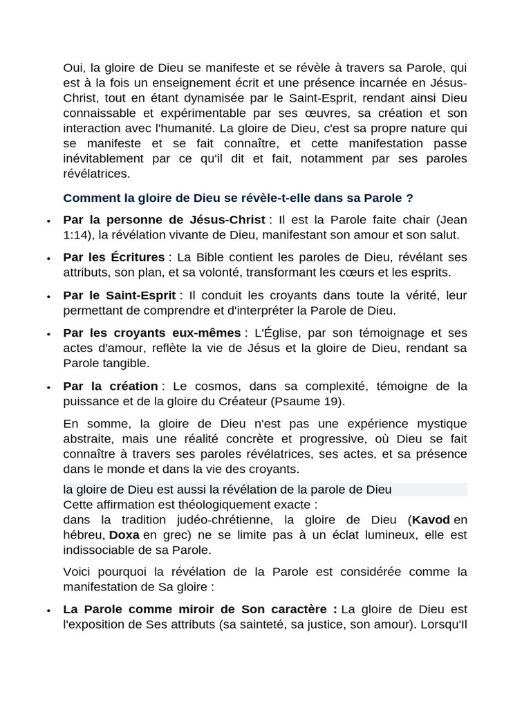 La Gloire de Dieu à travers Sa Parole | PDF | Logos (christianisme) | Dieu
