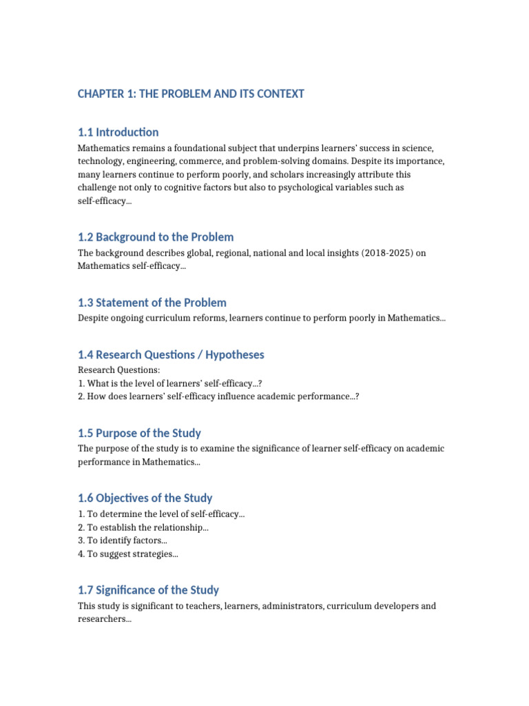 Impact of Self-Efficacy on Math Performance | PDF | Self Efficacy ...