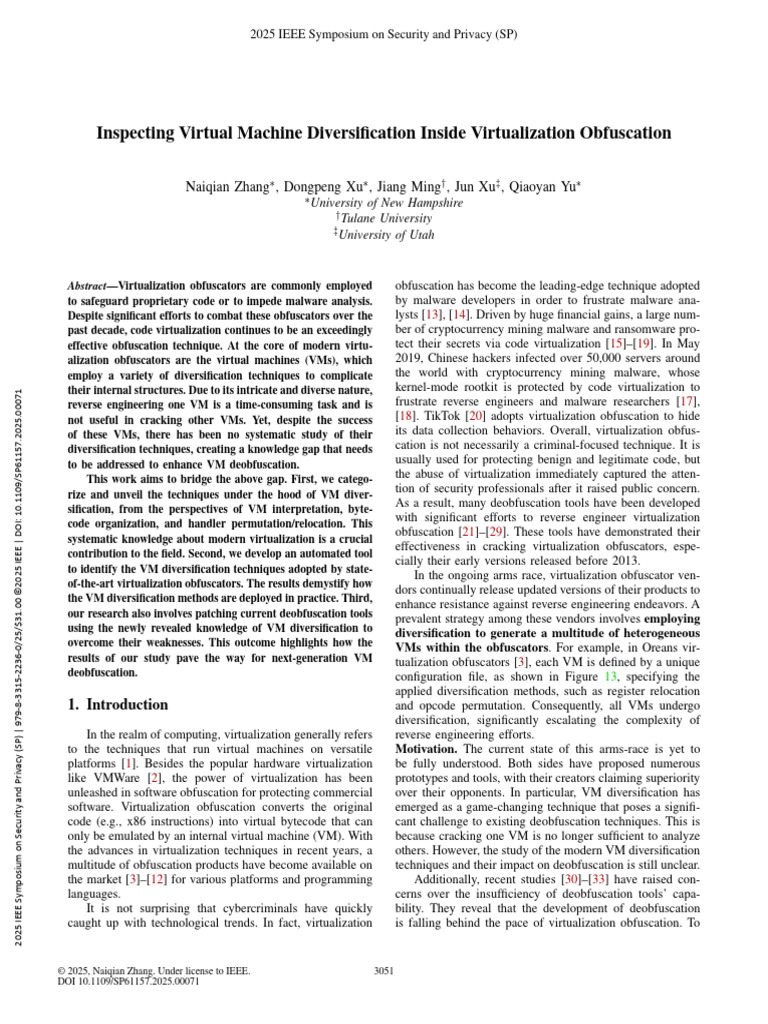 VM Diversification in Obfuscation Techniques | PDF | Virtual Machine ...