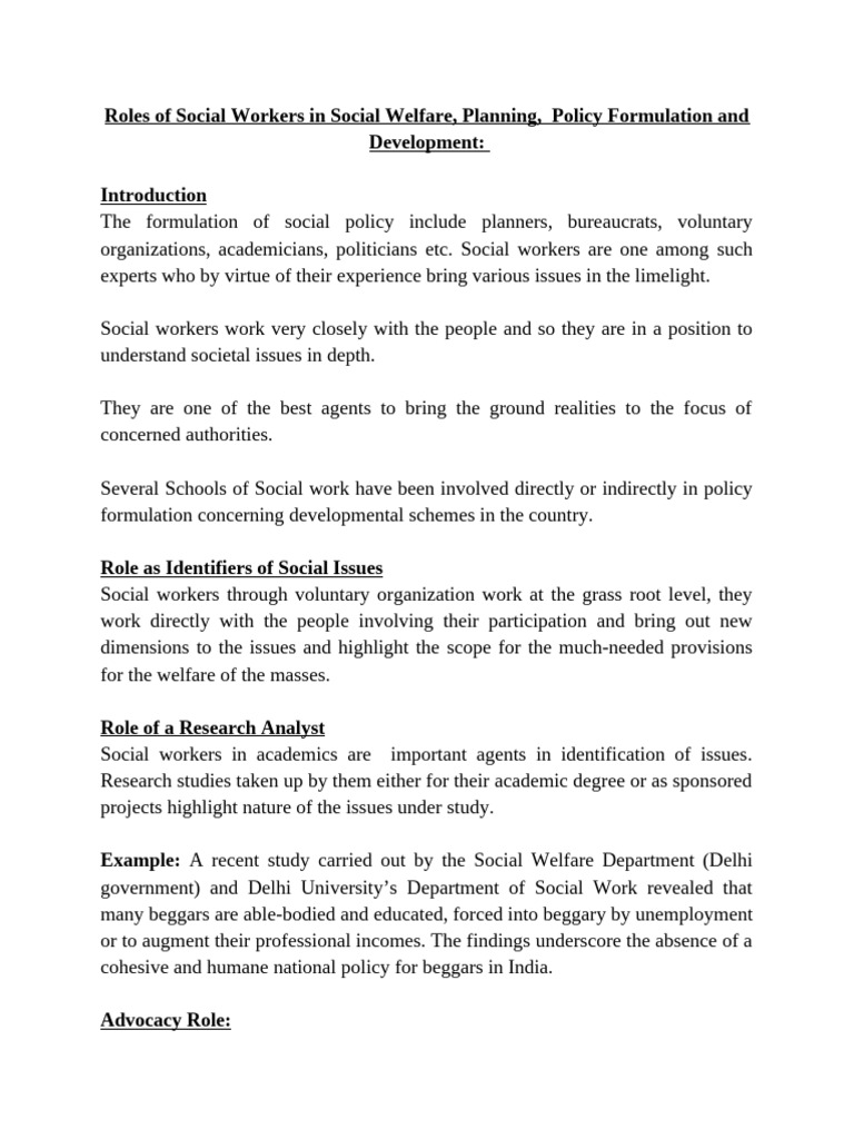 Social Workers' Roles in Policy Development | PDF | Social Work | Policy