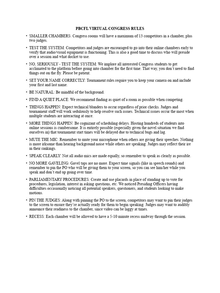 Virtual Congress Procedural Differences | PDF | United States Congress ...