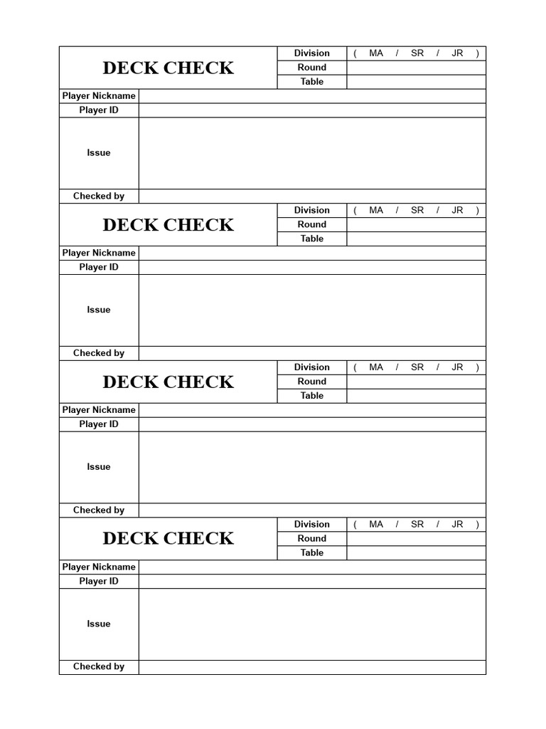 Deck Check Report Overview | PDF