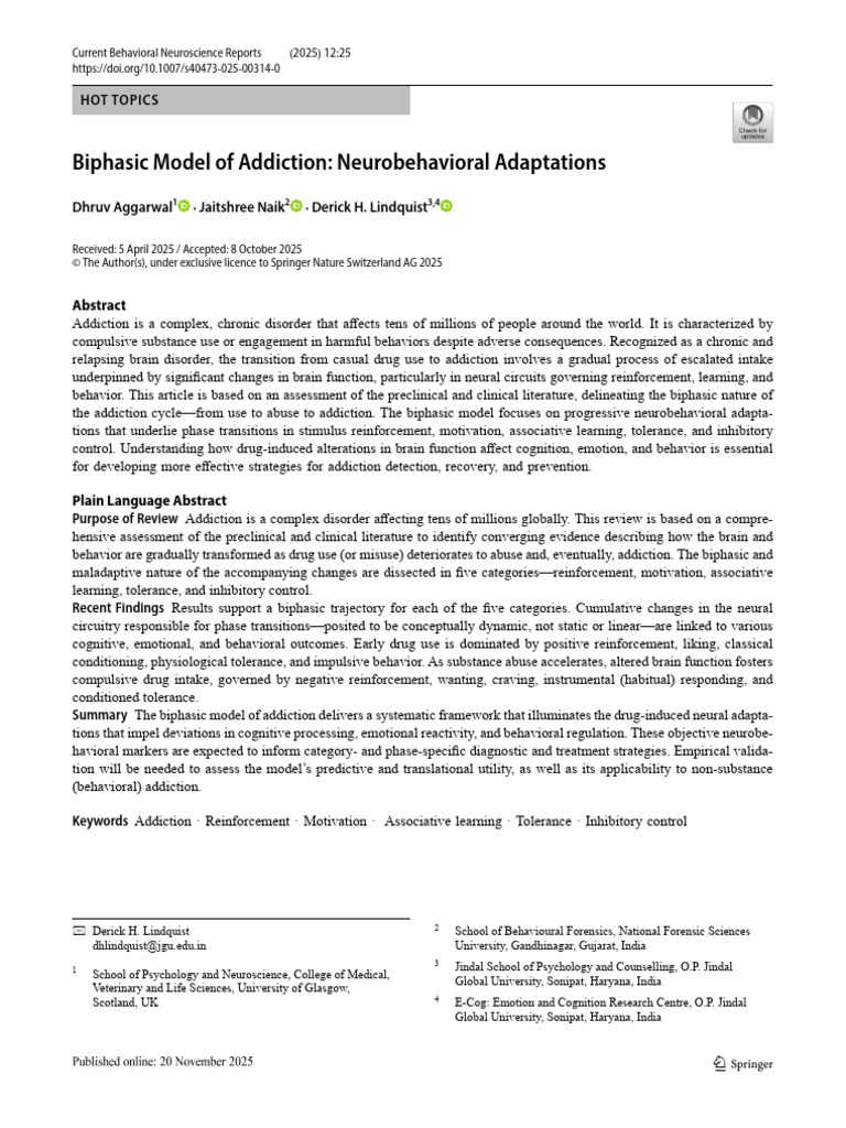 Biphasic Addiction Model Explained | PDF | Reward System | Basal Ganglia