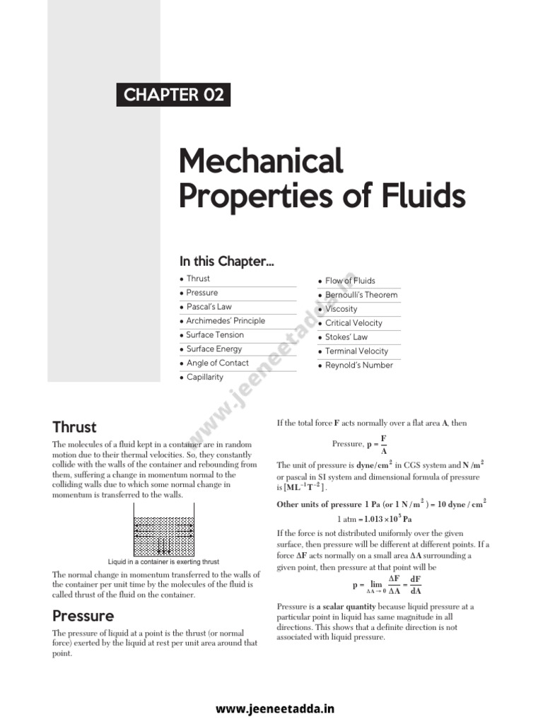 CBSE Physics XI: Fluid Mechanics Concepts | PDF | Buoyancy | Pressure