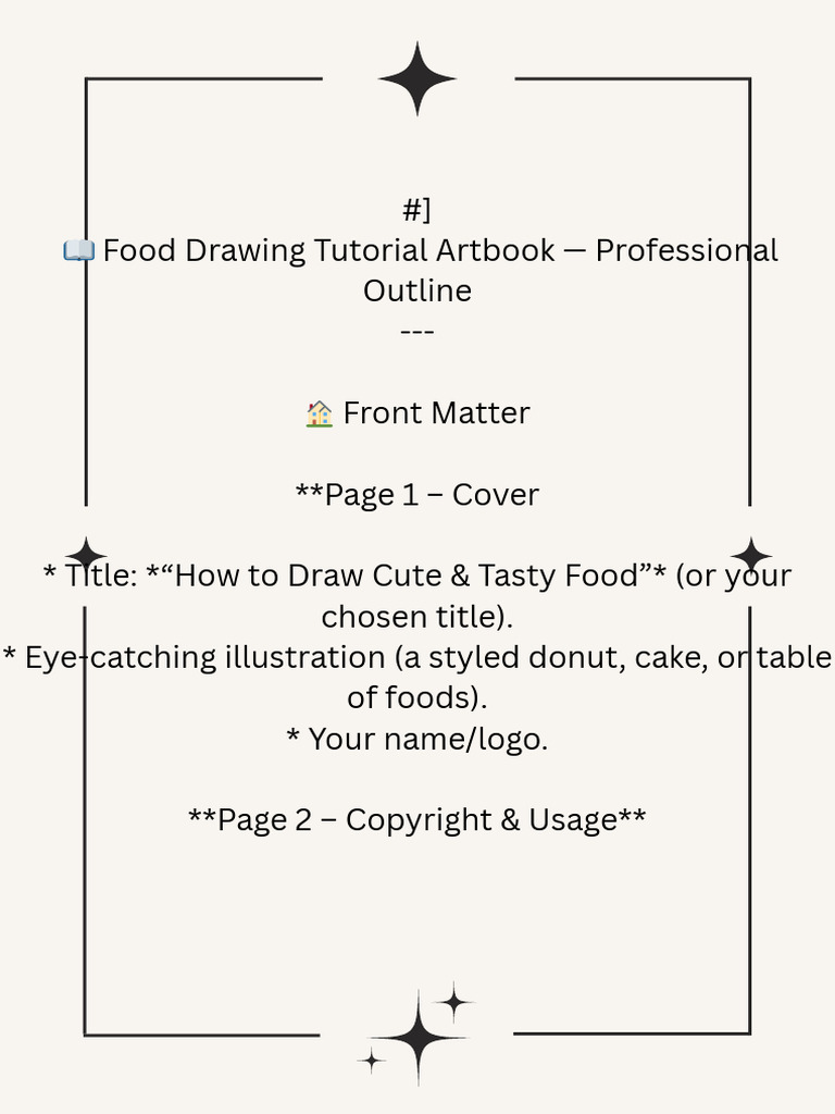 Food Drawing Tutorial Artbook — Professional Outline --- ? Front Matter ...