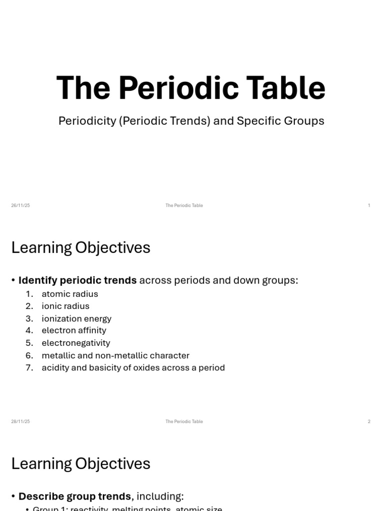 Periodic Table Trends and Characteristics | PDF | Periodic Table ...