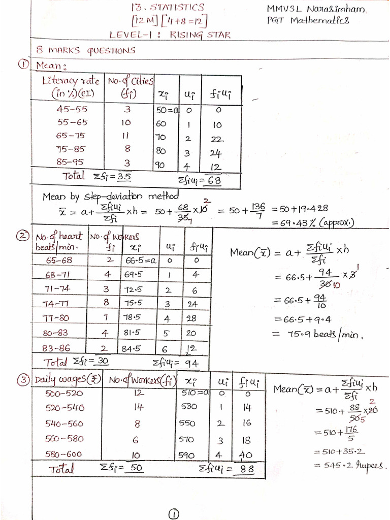SSC 100 Days Statistics Notes | PDF