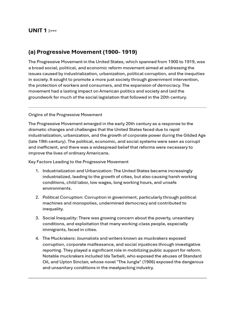 History of United States of America (1900 CE-1990 CE ) | PDF ...