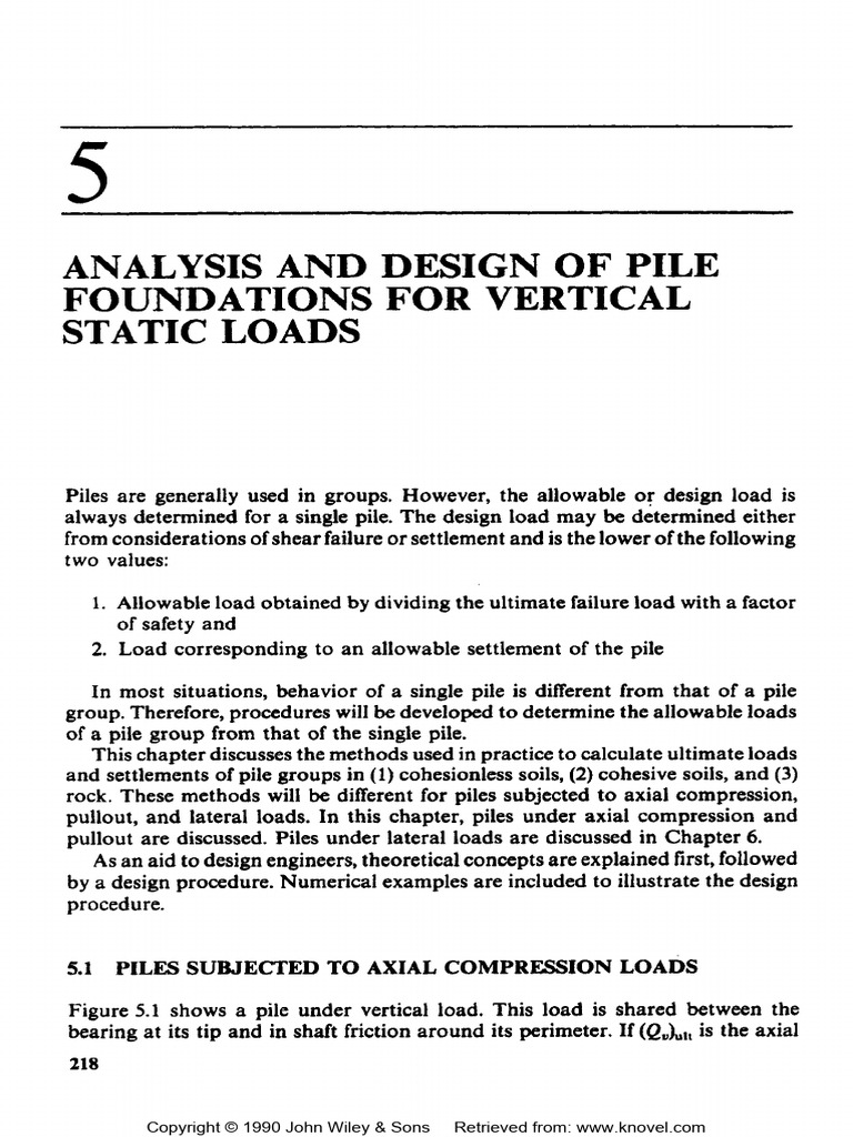 Pile Foundations: Design for Vertical Loads | PDF | Friction ...